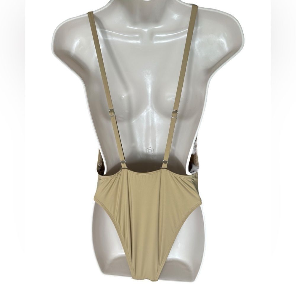 Dippin’ Daisy’s Sexy Beige Euphoria High Cut V Plunge One Piece Swimsuit - Picture 3 of 9